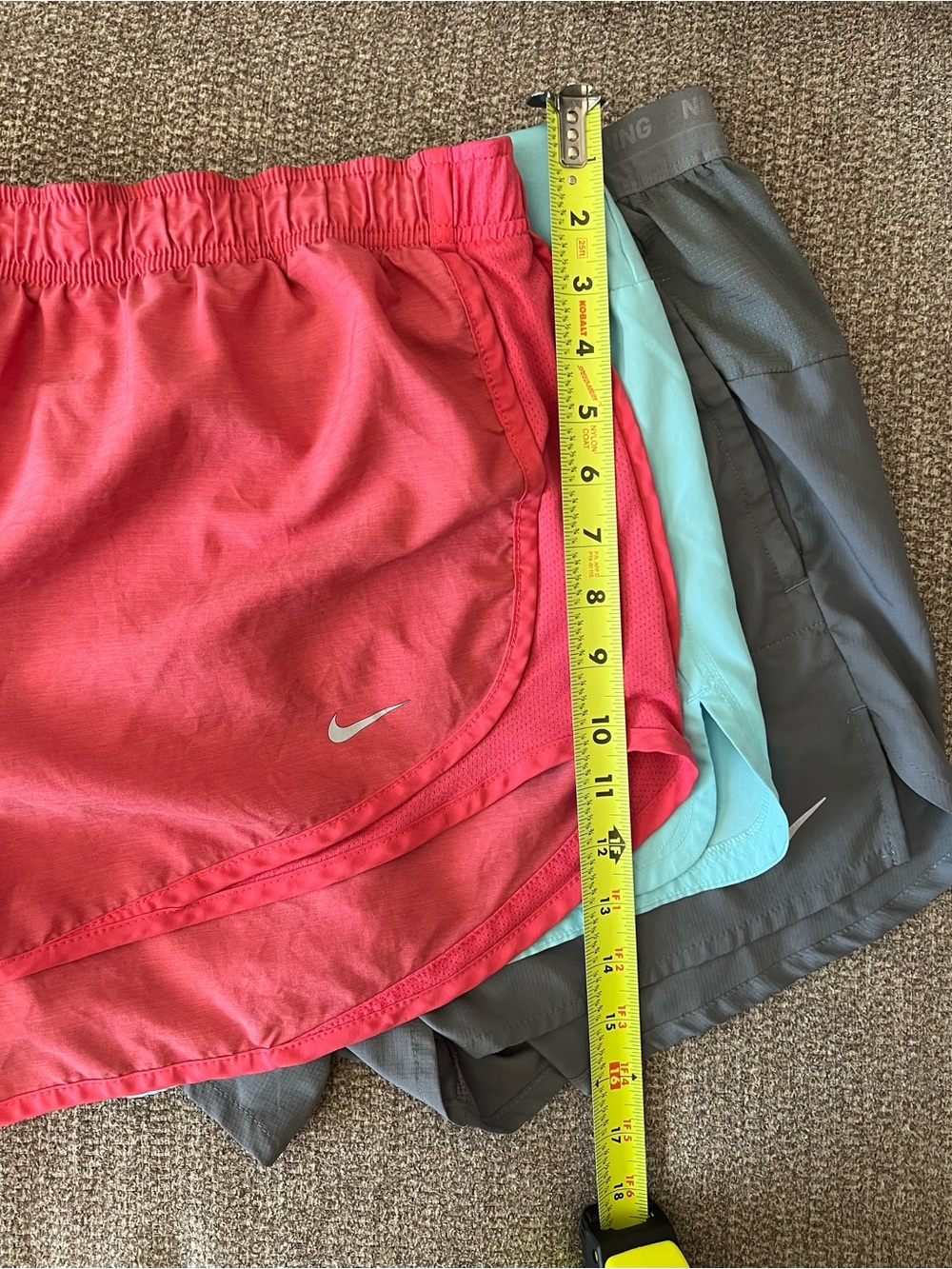 Nike Women's Running Shorts Trio - Coral, Gray, Mint - Picture 9 of 10